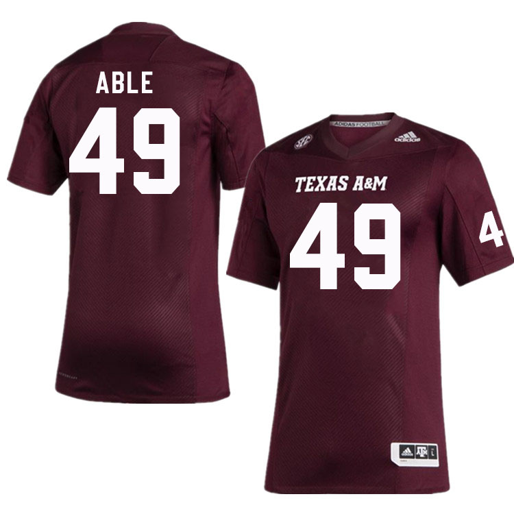 Men #49 Connor Able Texas A&M Aggies College Football Jerseys Stitched Sale-Maroon